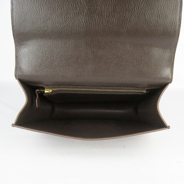 7A Hermes Oxhide Leather Message Bag Dark Coffee H017